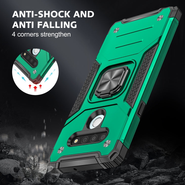 For LG Stylo 6 Magnetic Armor Shockproof TPU + PC Case with Metal Ring Holder
