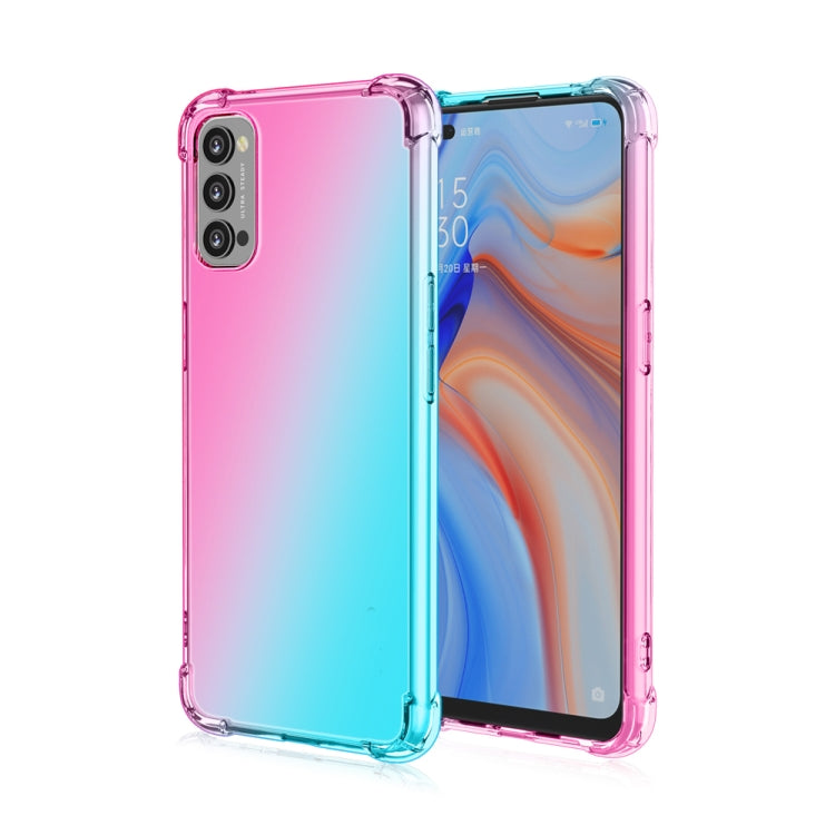 For Oppo Reno4 Pro 4G (International Version) Four-Corner Airbag Shockproof Gradient Color Clear TPU Case