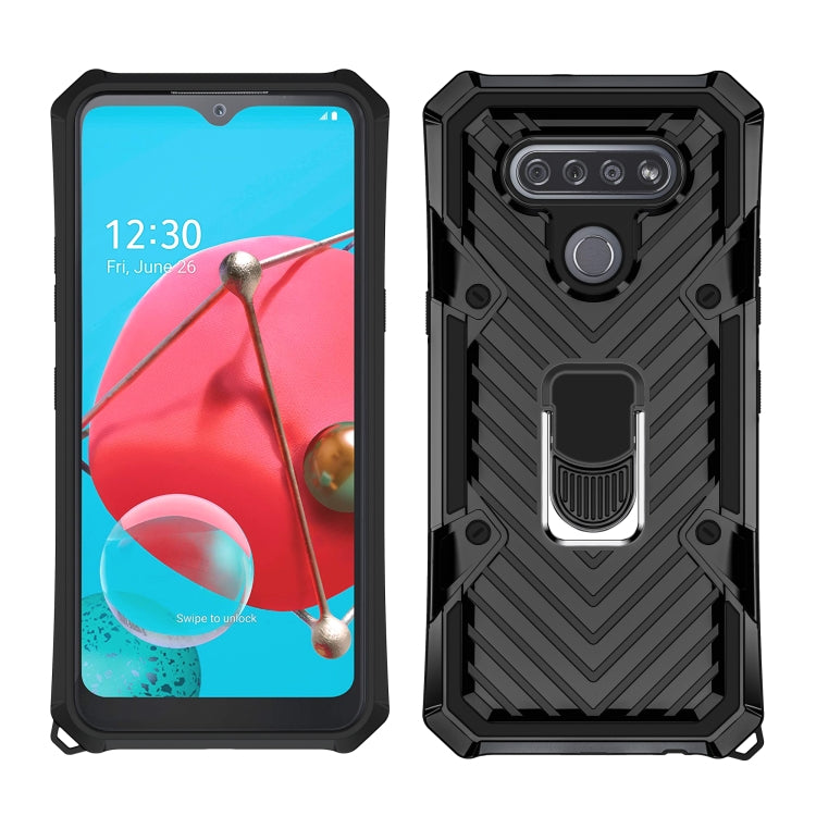 For LG K51 Cool Armor PC + TPU Shockproof Case with 360 Degree Rotation Ring Holder