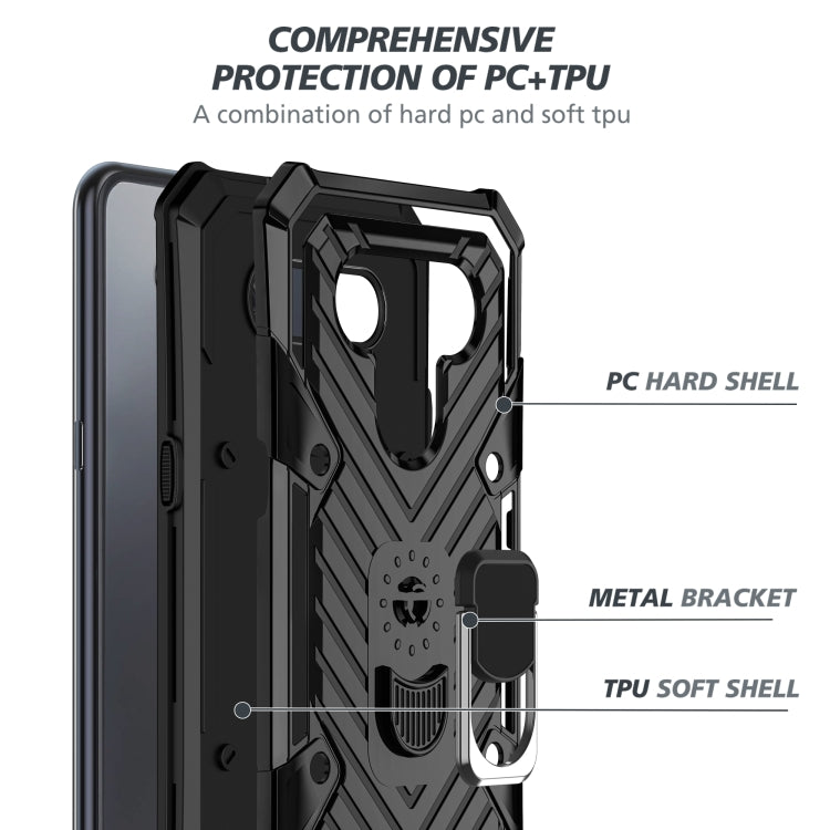 For LG K51 Cool Armor PC + TPU Shockproof Case with 360 Degree Rotation Ring Holder