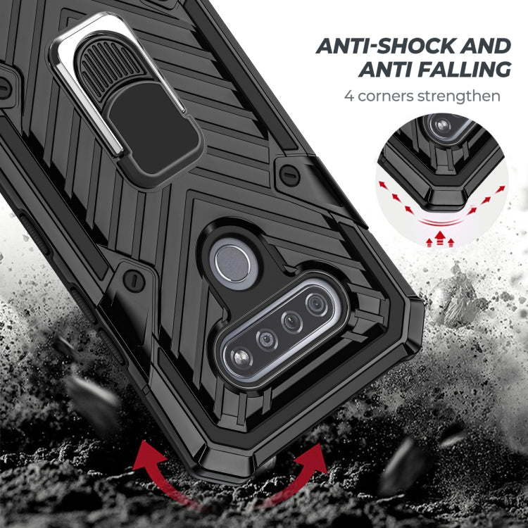 For LG K51 Cool Armor PC + TPU Shockproof Case with 360 Degree Rotation Ring Holder