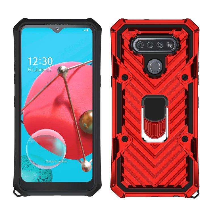 For LG K51 Cool Armor PC + TPU Shockproof Case with 360 Degree Rotation Ring Holder