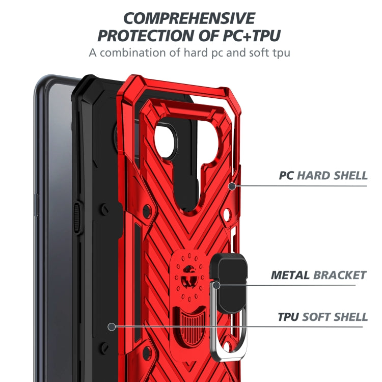 For LG K51 Cool Armor PC + TPU Shockproof Case with 360 Degree Rotation Ring Holder