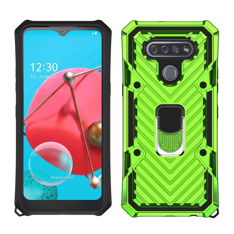 For LG K51 Cool Armor PC + TPU Shockproof Case with 360 Degree Rotation Ring Holder