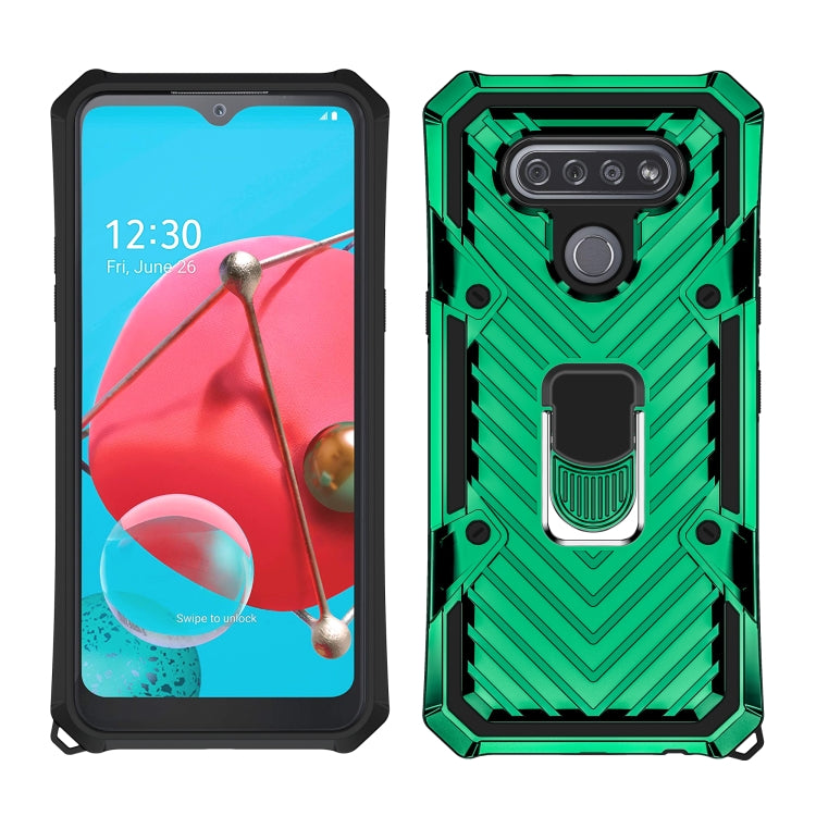 For LG K51 Cool Armor PC + TPU Shockproof Case with 360 Degree Rotation Ring Holder