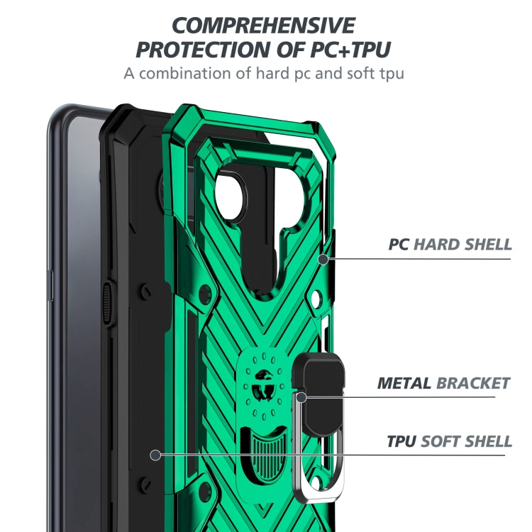 For LG K51 Cool Armor PC + TPU Shockproof Case with 360 Degree Rotation Ring Holder