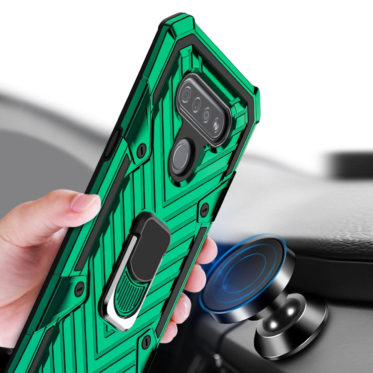 For LG K51 Cool Armor PC + TPU Shockproof Case with 360 Degree Rotation Ring Holder