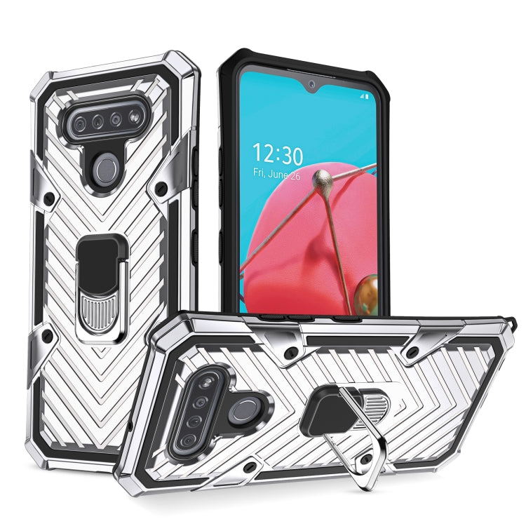 For LG K51 Cool Armor PC + TPU Shockproof Case with 360 Degree Rotation Ring Holder