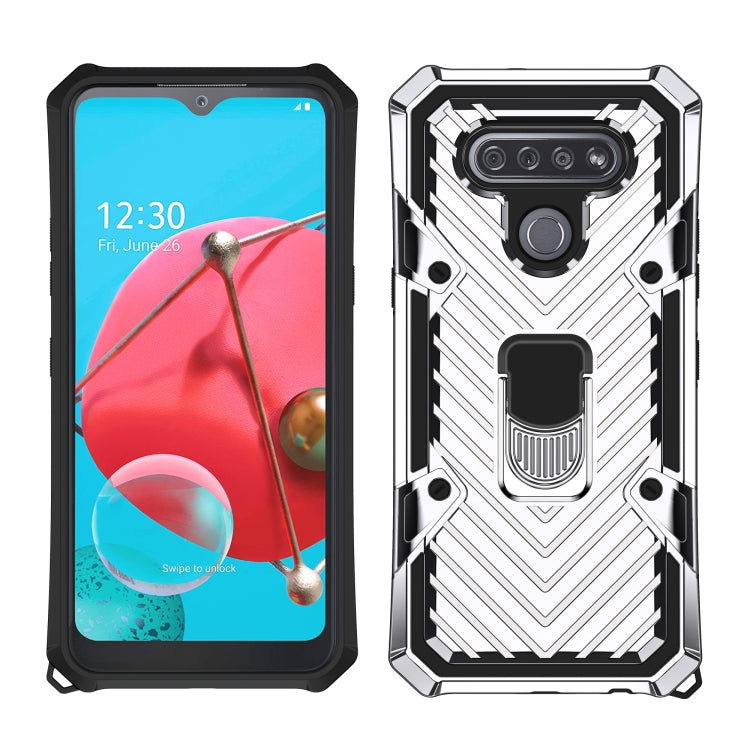 For LG K51 Cool Armor PC + TPU Shockproof Case with 360 Degree Rotation Ring Holder