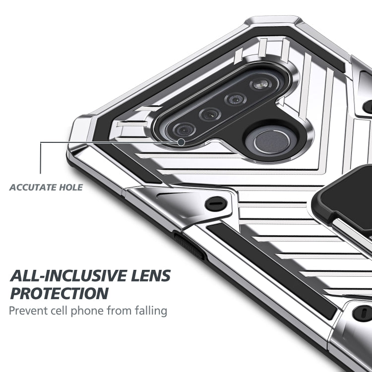 For LG K51 Cool Armor PC + TPU Shockproof Case with 360 Degree Rotation Ring Holder