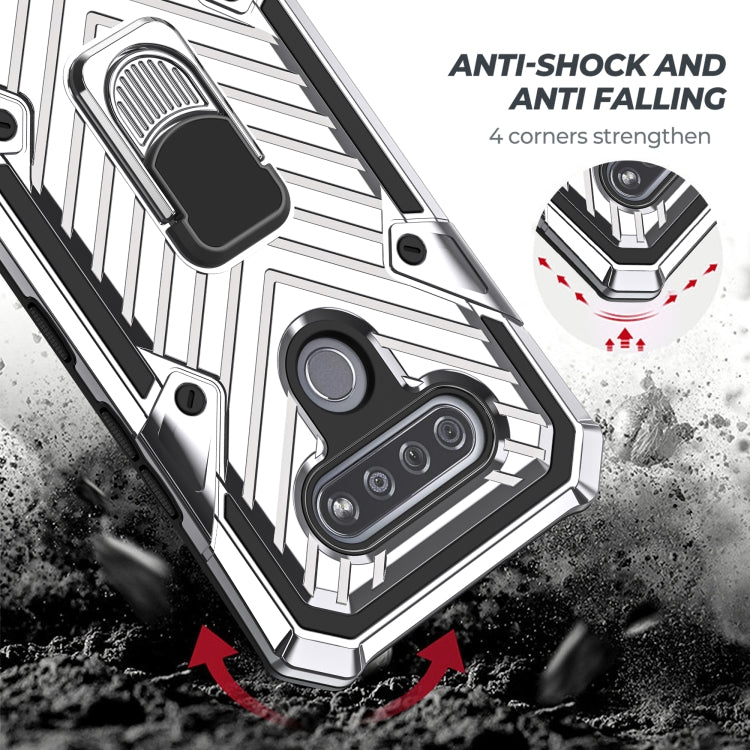 For LG K51 Cool Armor PC + TPU Shockproof Case with 360 Degree Rotation Ring Holder
