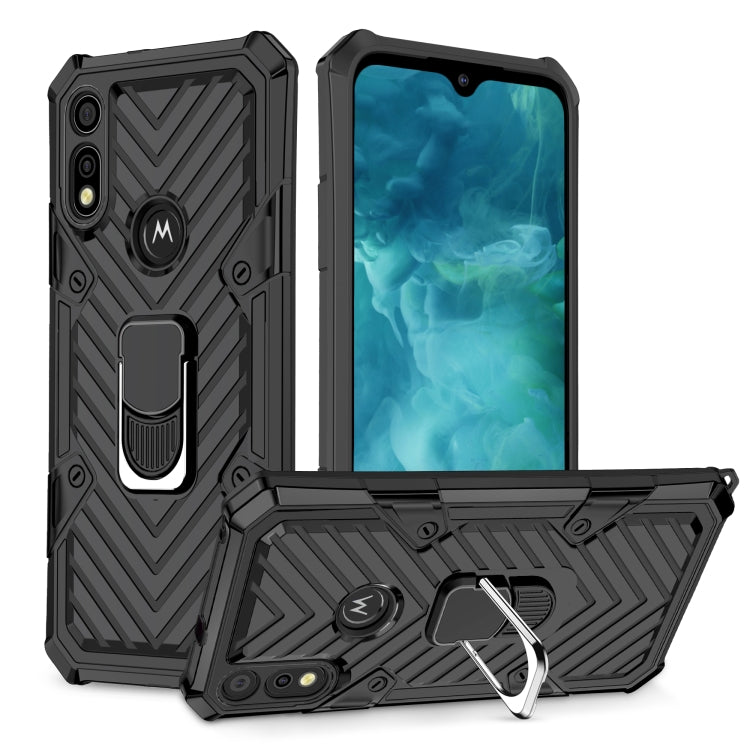For Motorola Moto E7 / E (2020) Cool Armor PC + TPU Shockproof Case with 360 Degree Rotation Ring Holder