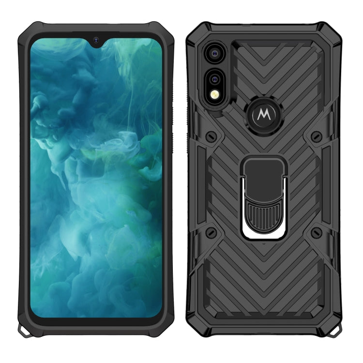 For Motorola Moto E7 / E (2020) Cool Armor PC + TPU Shockproof Case with 360 Degree Rotation Ring Holder