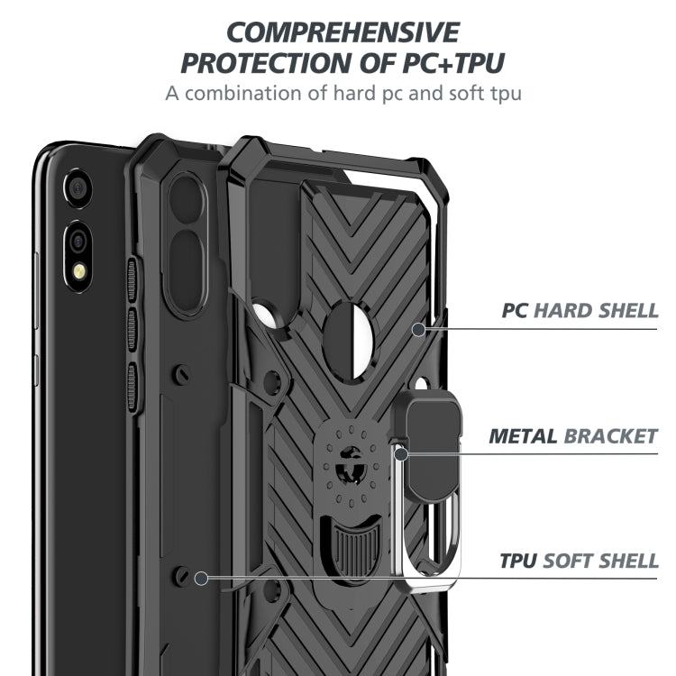 For Motorola Moto E7 / E (2020) Cool Armor PC + TPU Shockproof Case with 360 Degree Rotation Ring Holder