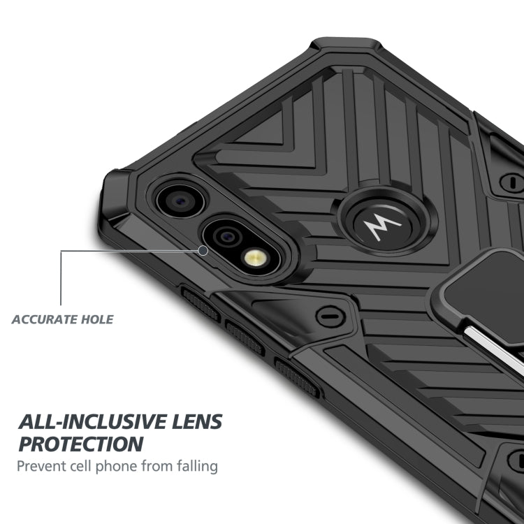 For Motorola Moto E7 / E (2020) Cool Armor PC + TPU Shockproof Case with 360 Degree Rotation Ring Holder