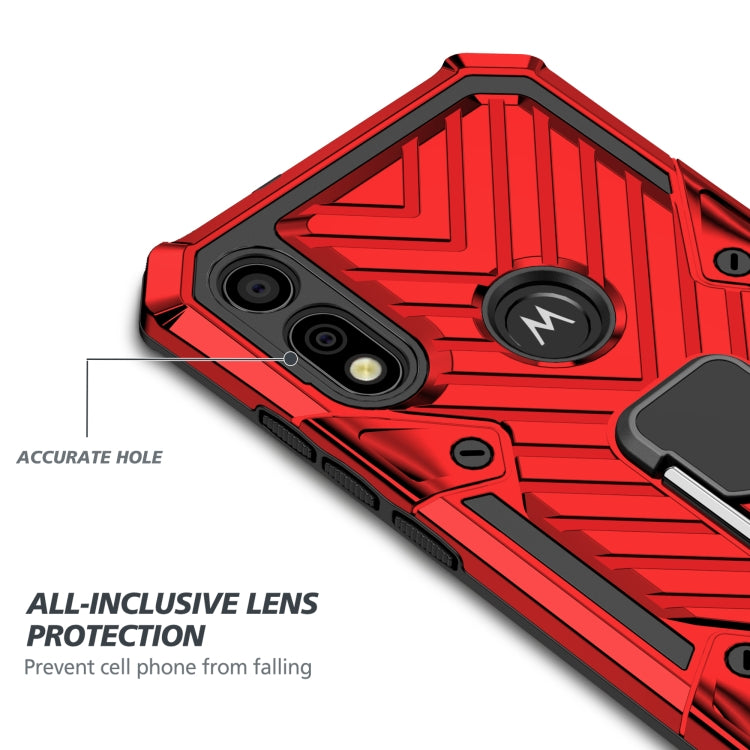 For Motorola Moto E7 / E (2020) Cool Armor PC + TPU Shockproof Case with 360 Degree Rotation Ring Holder