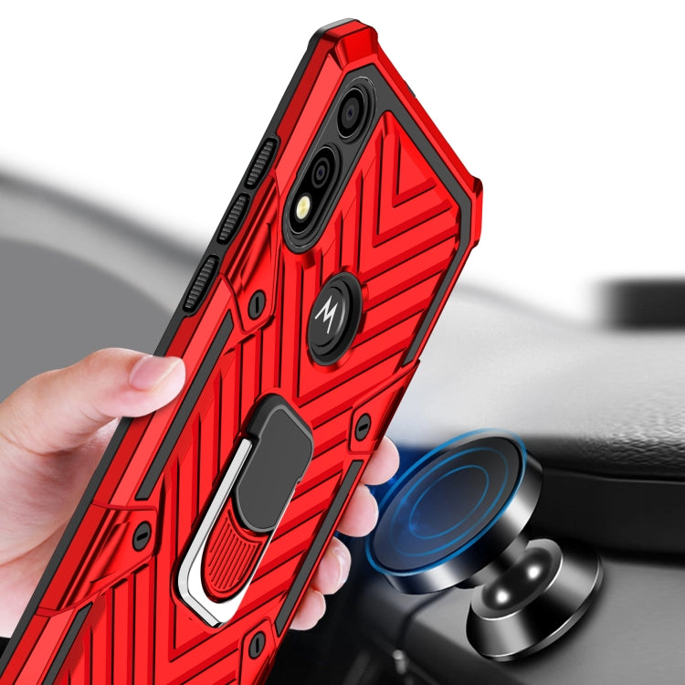 For Motorola Moto E7 / E (2020) Cool Armor PC + TPU Shockproof Case with 360 Degree Rotation Ring Holder