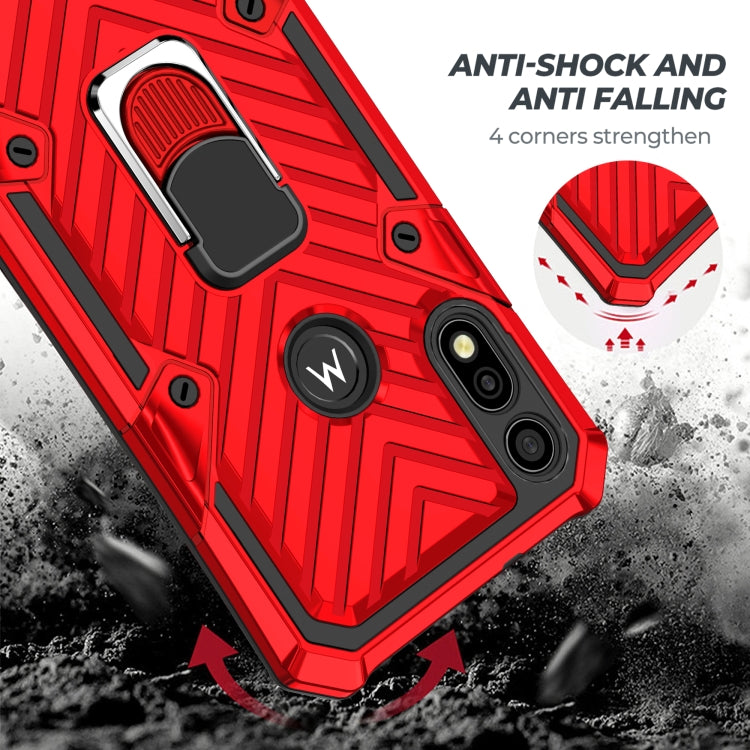 For Motorola Moto E7 / E (2020) Cool Armor PC + TPU Shockproof Case with 360 Degree Rotation Ring Holder