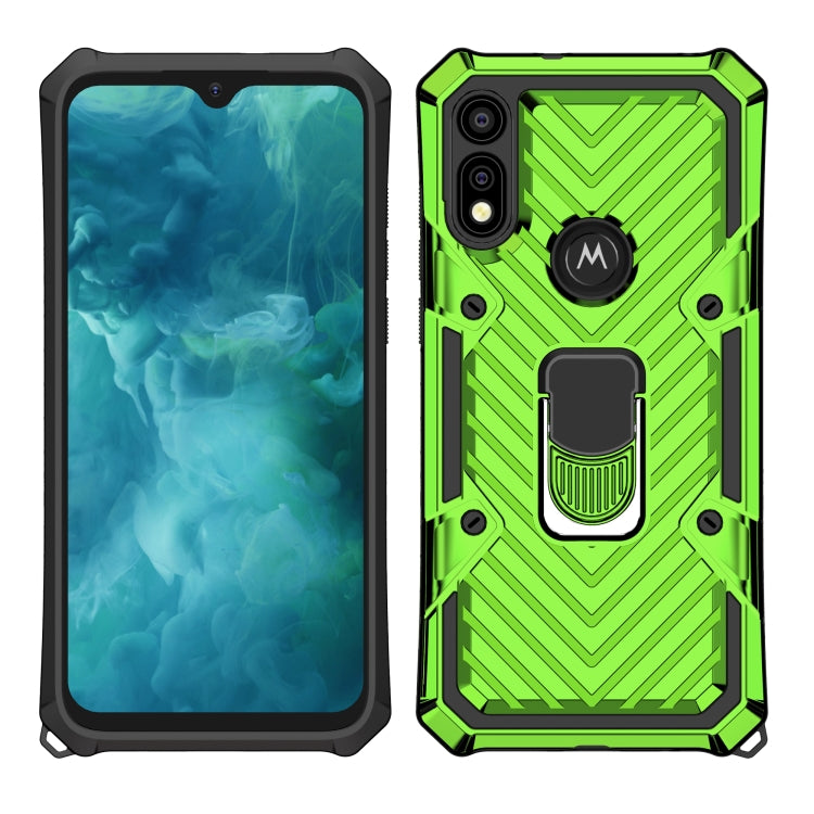 For Motorola Moto E7 / E (2020) Cool Armor PC + TPU Shockproof Case with 360 Degree Rotation Ring Holder