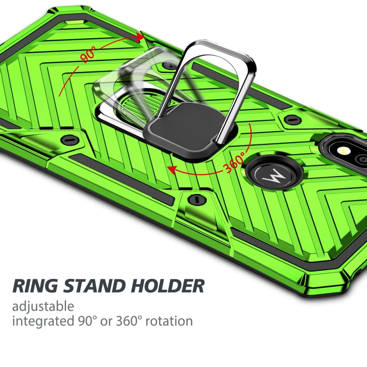 For Motorola Moto E7 / E (2020) Cool Armor PC + TPU Shockproof Case with 360 Degree Rotation Ring Holder