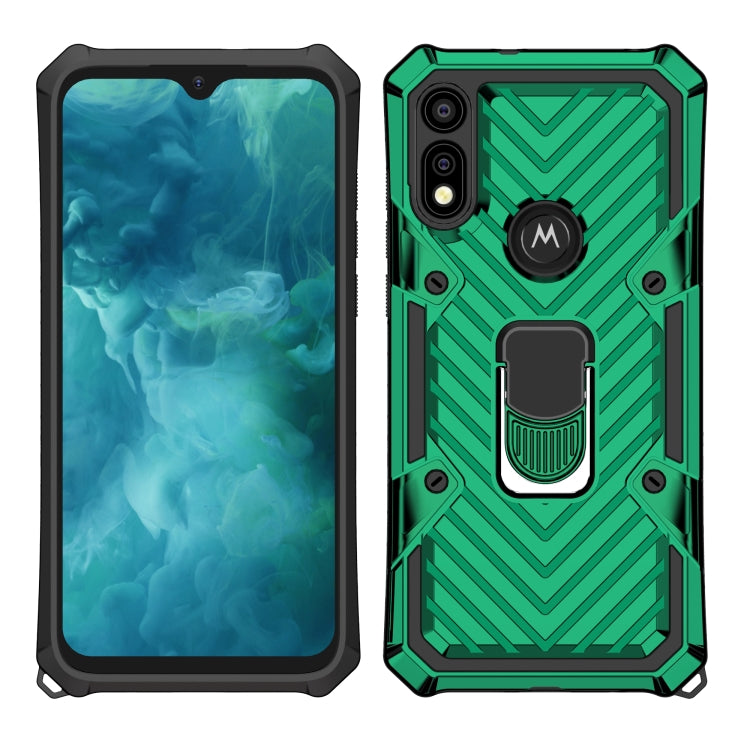 For Motorola Moto E7 / E (2020) Cool Armor PC + TPU Shockproof Case with 360 Degree Rotation Ring Holder