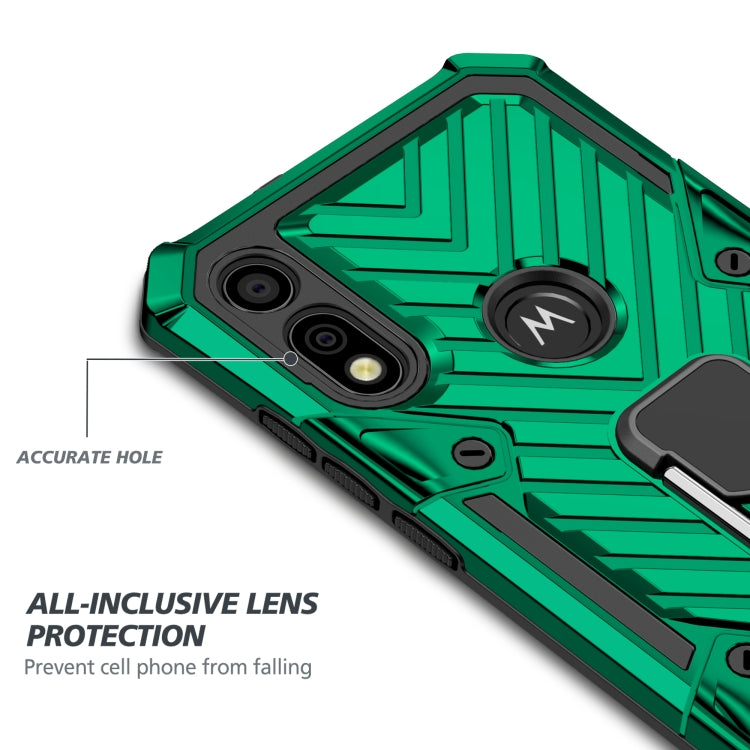 For Motorola Moto E7 / E (2020) Cool Armor PC + TPU Shockproof Case with 360 Degree Rotation Ring Holder