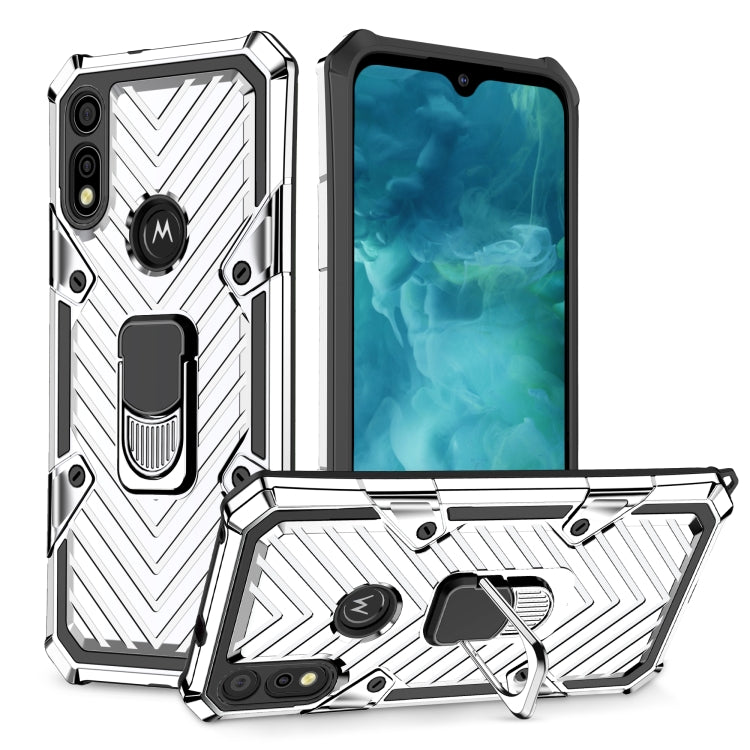 For Motorola Moto E7 / E (2020) Cool Armor PC + TPU Shockproof Case with 360 Degree Rotation Ring Holder