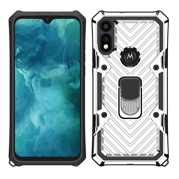 For Motorola Moto E7 / E (2020) Cool Armor PC + TPU Shockproof Case with 360 Degree Rotation Ring Holder