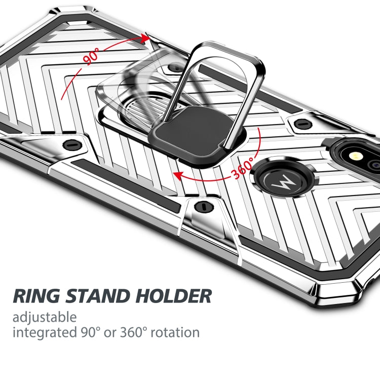 For Motorola Moto E7 / E (2020) Cool Armor PC + TPU Shockproof Case with 360 Degree Rotation Ring Holder
