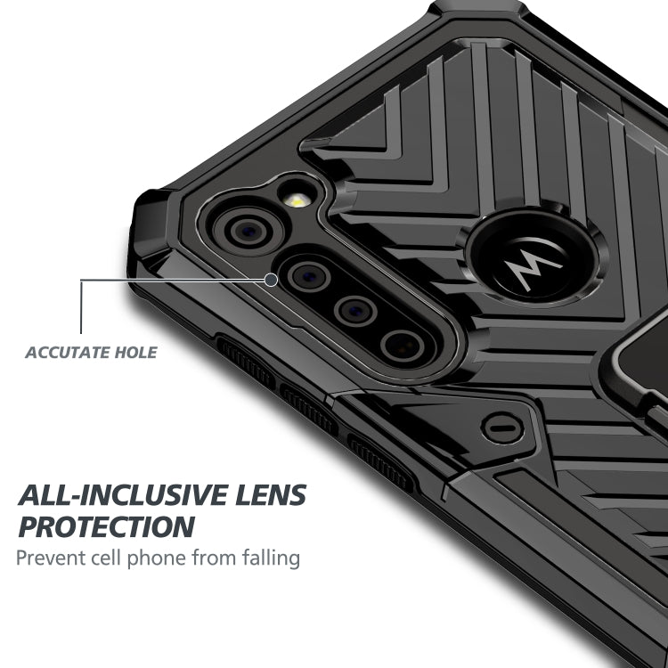 For Motorola Moto G Stylus Cool Armor PC + TPU Shockproof Case with 360 Degree Rotation Ring Holder