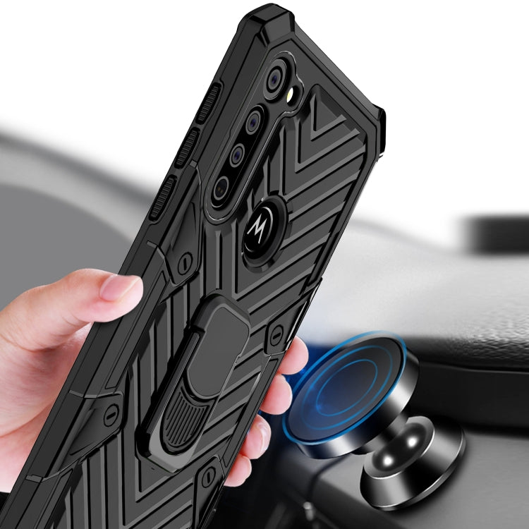 For Motorola Moto G Stylus Cool Armor PC + TPU Shockproof Case with 360 Degree Rotation Ring Holder