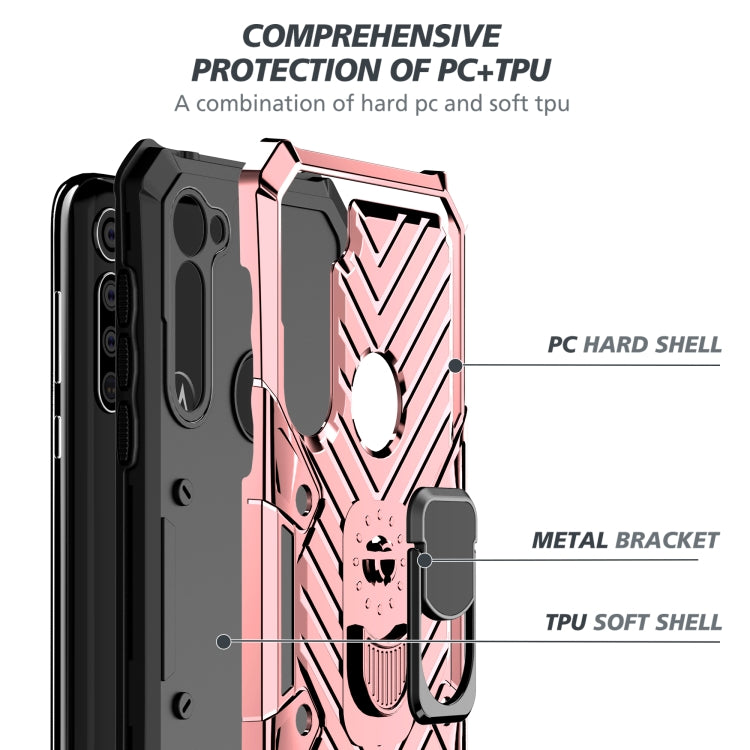 For Motorola Moto G Stylus Cool Armor PC + TPU Shockproof Case with 360 Degree Rotation Ring Holder