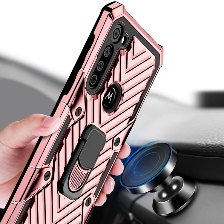 For Motorola Moto G Stylus Cool Armor PC + TPU Shockproof Case with 360 Degree Rotation Ring Holder