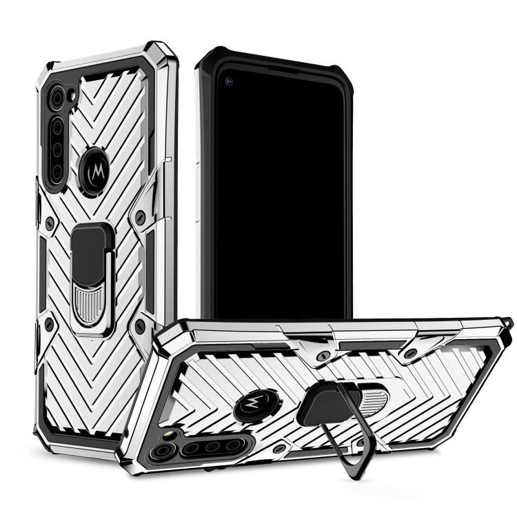 For Motorola Moto G Stylus Cool Armor PC + TPU Shockproof Case with 360 Degree Rotation Ring Holder