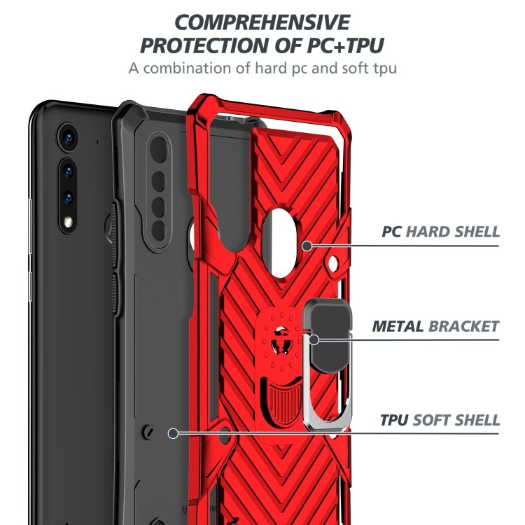 For Motorola Moto G8 Power Lite Cool Armor PC + TPU Shockproof Case with 360 Degree Rotation Ring Holder
