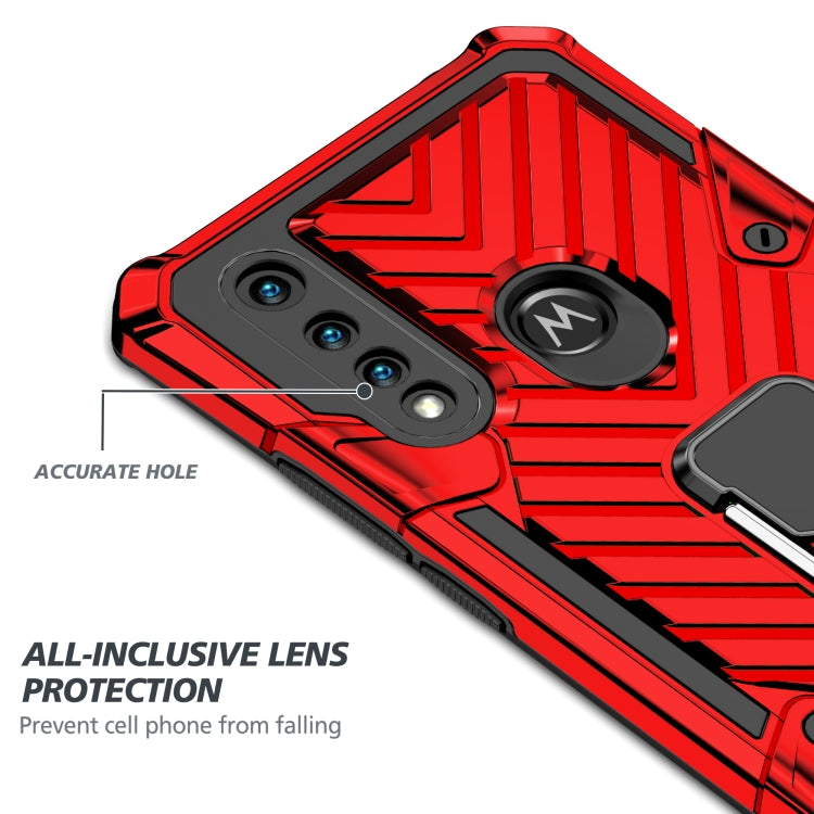 For Motorola Moto G8 Power Lite Cool Armor PC + TPU Shockproof Case with 360 Degree Rotation Ring Holder