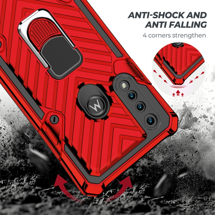 For Motorola Moto G8 Power Lite Cool Armor PC + TPU Shockproof Case with 360 Degree Rotation Ring Holder