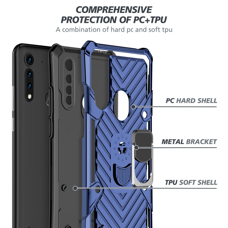 For Motorola Moto G8 Power Lite Cool Armor PC + TPU Shockproof Case with 360 Degree Rotation Ring Holder