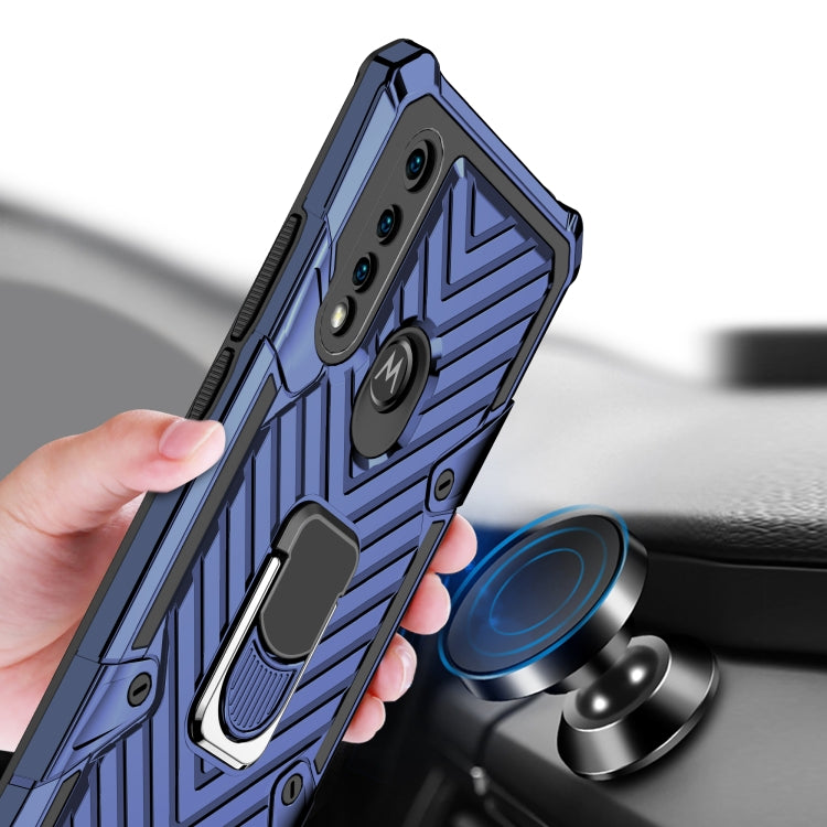 For Motorola Moto G8 Power Lite Cool Armor PC + TPU Shockproof Case with 360 Degree Rotation Ring Holder