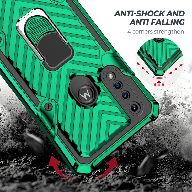 For Motorola Moto G8 Power Lite Cool Armor PC + TPU Shockproof Case with 360 Degree Rotation Ring Holder