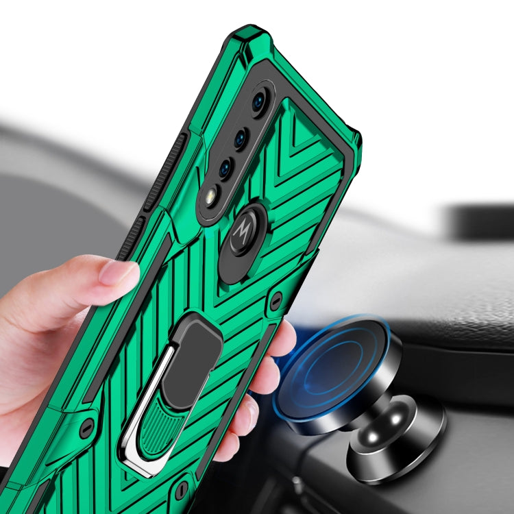 For Motorola Moto G8 Power Lite Cool Armor PC + TPU Shockproof Case with 360 Degree Rotation Ring Holder