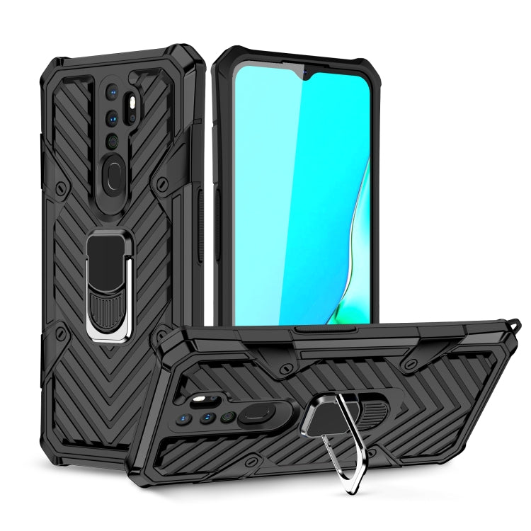 For OPPO A9 (2020) Cool Armor PC + TPU Shockproof Case with 360 Degree Rotation Ring Holder