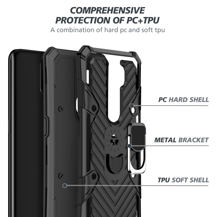 For OPPO A9 (2020) Cool Armor PC + TPU Shockproof Case with 360 Degree Rotation Ring Holder