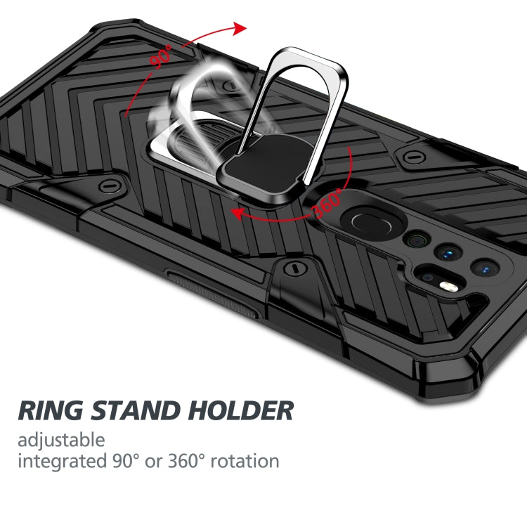For OPPO A9 (2020) Cool Armor PC + TPU Shockproof Case with 360 Degree Rotation Ring Holder