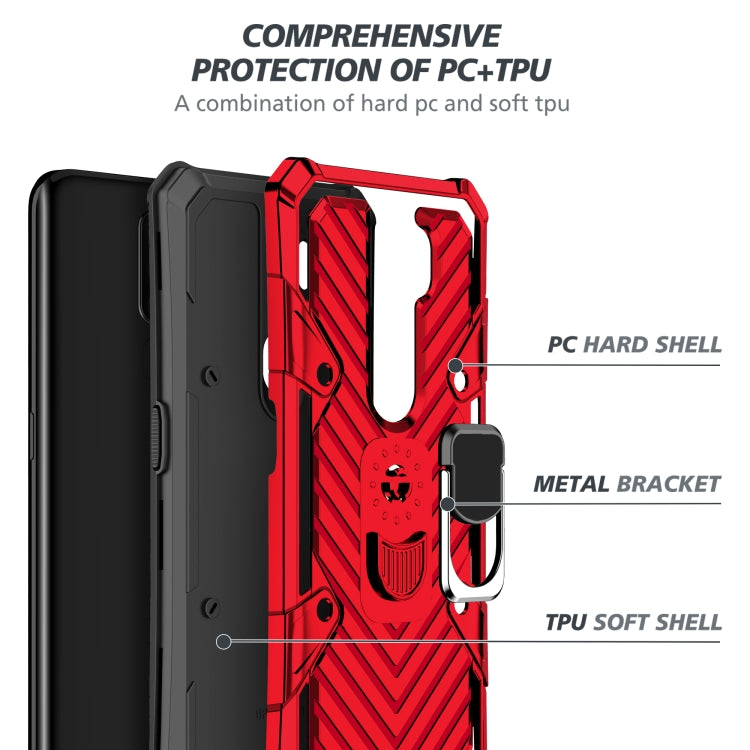 For OPPO A9 (2020) Cool Armor PC + TPU Shockproof Case with 360 Degree Rotation Ring Holder