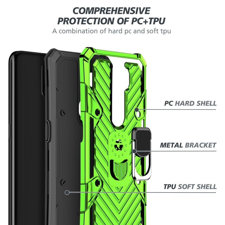 For OPPO A9 (2020) Cool Armor PC + TPU Shockproof Case with 360 Degree Rotation Ring Holder