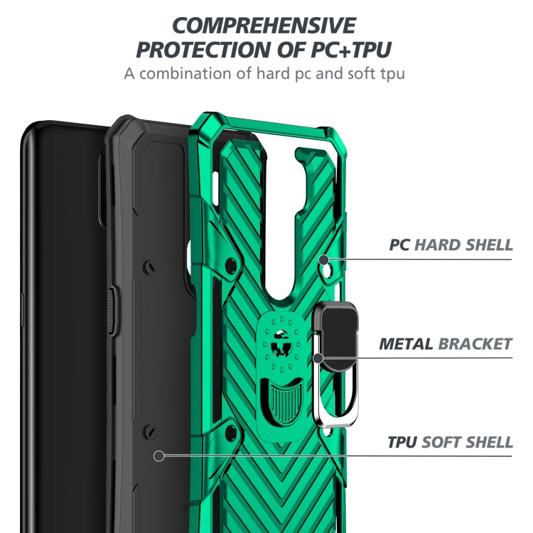 For OPPO A9 (2020) Cool Armor PC + TPU Shockproof Case with 360 Degree Rotation Ring Holder