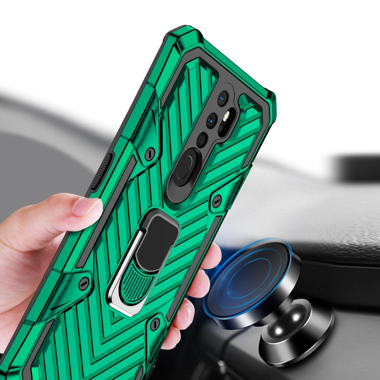 For OPPO A9 (2020) Cool Armor PC + TPU Shockproof Case with 360 Degree Rotation Ring Holder
