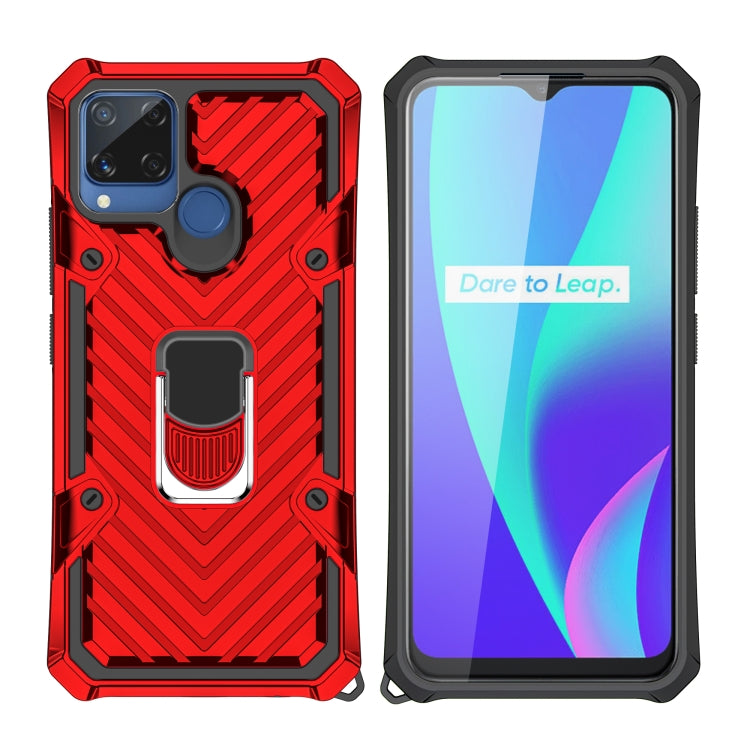For OPPO Realme C15 Cool Armor PC + TPU Shockproof Case with 360 Degree Rotation Ring Holder
