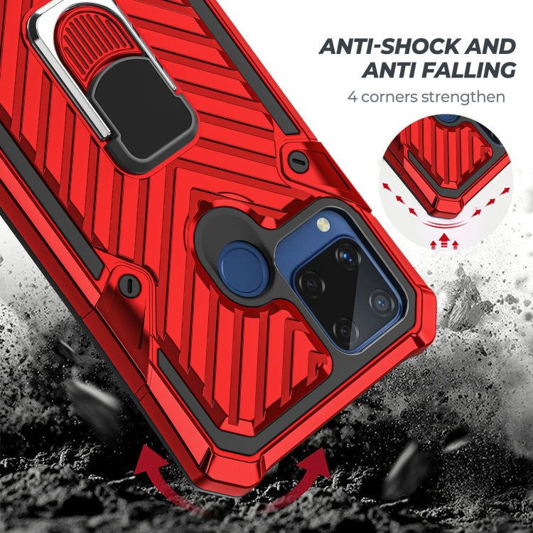 For OPPO Realme C15 Cool Armor PC + TPU Shockproof Case with 360 Degree Rotation Ring Holder
